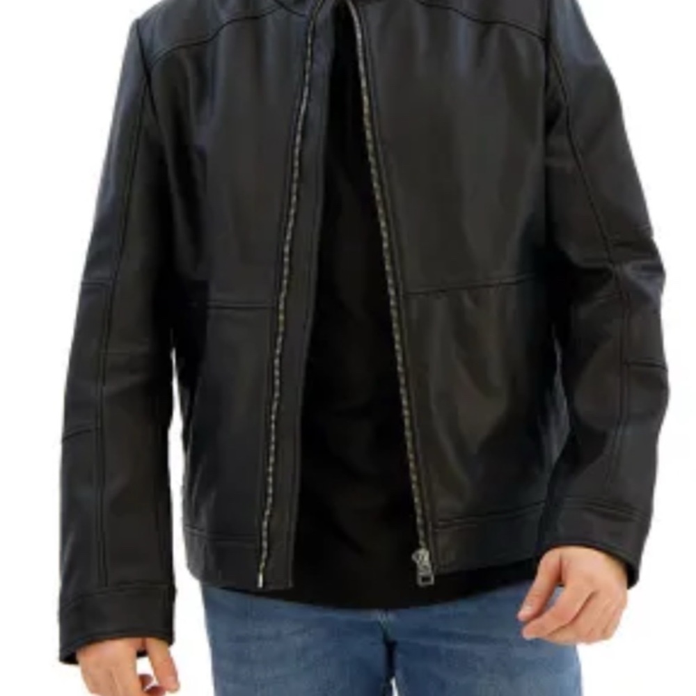 Hugo Boss Men's Black Leather Jacket